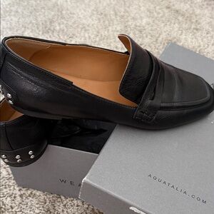 Aquatalia Black Leather Moccasins